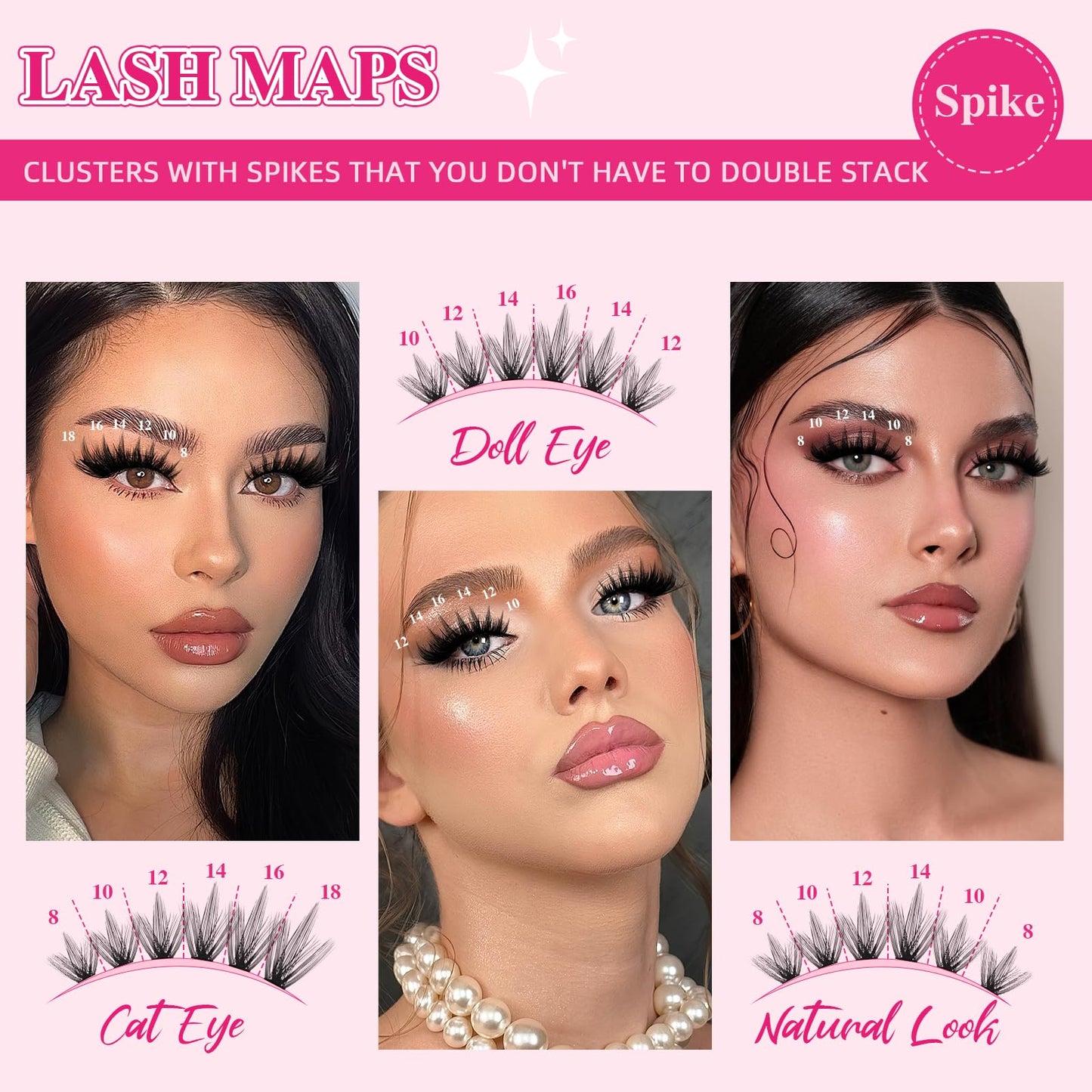 PRO LASHBEAUTY Spiky Lash Clusters Kit 80D-200D | DIY Manga Lash Extensions at Home (8-18mm Mix)