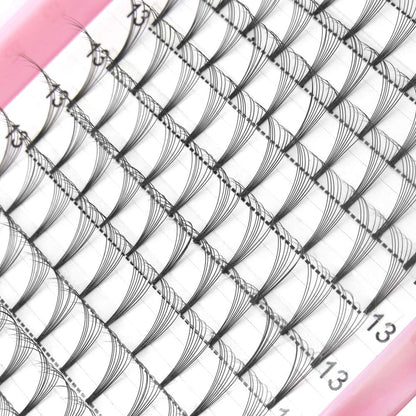 PRO LASHBEAUTY Premade Volume Eyelash Extensions: 8D 0.07/0.10, 17mm Short Stem Fans