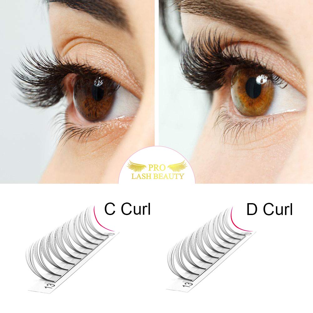 PRO LASHBEAUTY Premade Volume Eyelash Extensions – Short Stem Fans 8D-C 0.07/0.10 (9–20mm)
