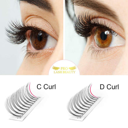 PRO LASHBEAUTY Premade Fans Eyelash Extensions – Short Stem 5D-C, 0.10, 17mm