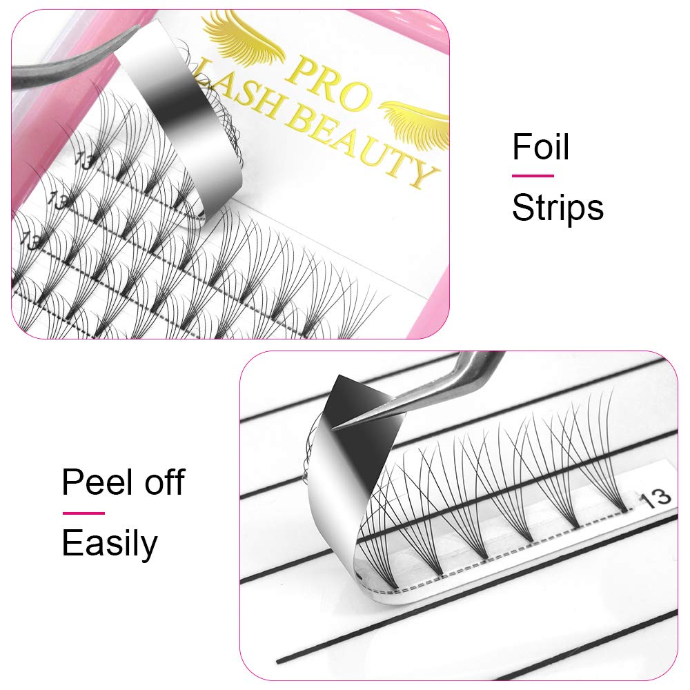 PRO LASHBEAUTY Premade Fans 6D-C-0.07 | Short Stem Volume Lash Extensions 9-15mm Mix
