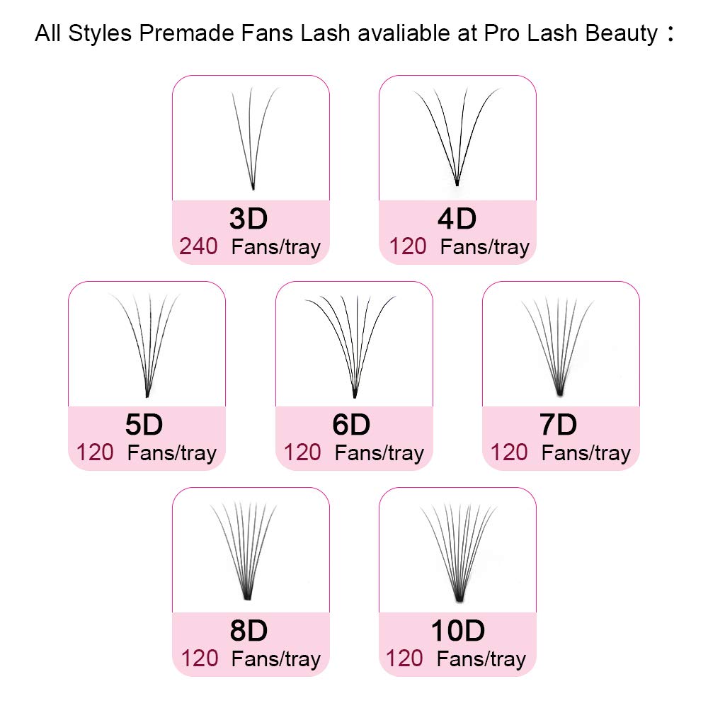 PRO LASHBEAUTY Premade Volume Lashes 5D-D-0.07 18mm – Short Stem, Vegan