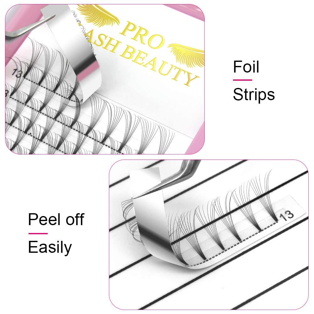 PRO LASHBEAUTY Premade Volume Eyelash Extensions – Short Stem Fans 8D-C 0.07/0.10 (9–20mm)