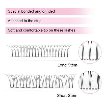 PRO LASHBEAUTY Premade Fans Eyelash Extensions | 3D-C-0.10, 9-20mm