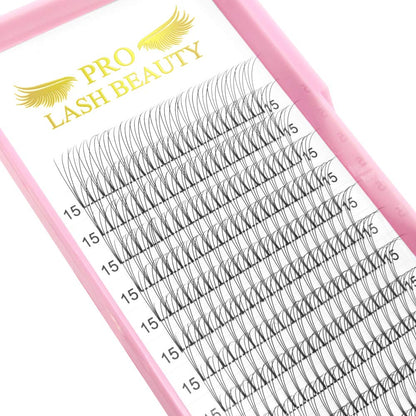 PRO LASHBEAUTY Premade Volume Eyelash Extensions 3D-0.07 | 9-20mm C/D Curl Premade Fans