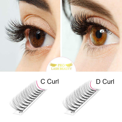 PRO LASHBEAUTY Premade Fans 6D-C-0.07 | Short Stem Volume Lash Extensions 9-15mm Mix