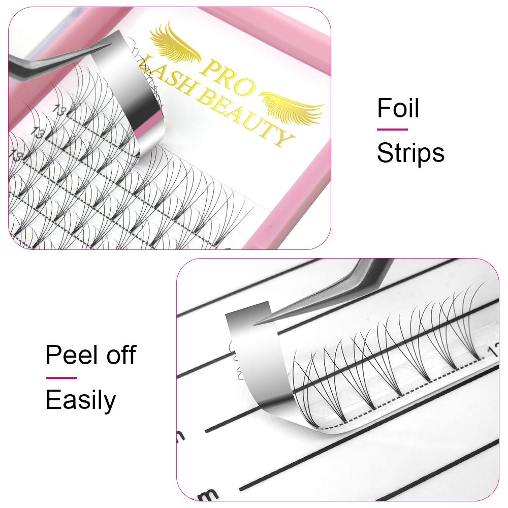 PRO LASHBEAUTY Premade Volume Eyelash Extensions 4D-C-0.07 (17mm) – Short Stem Premade Fans