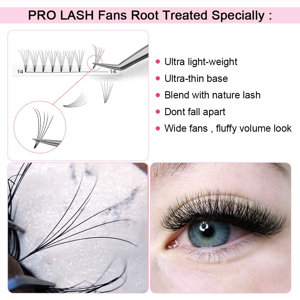 PRO LASHBEAUTY 5D Premade Volume Eyelash Extensions | 0.07/0.10 Curl, 9–20 mm, 3D–8D Fans