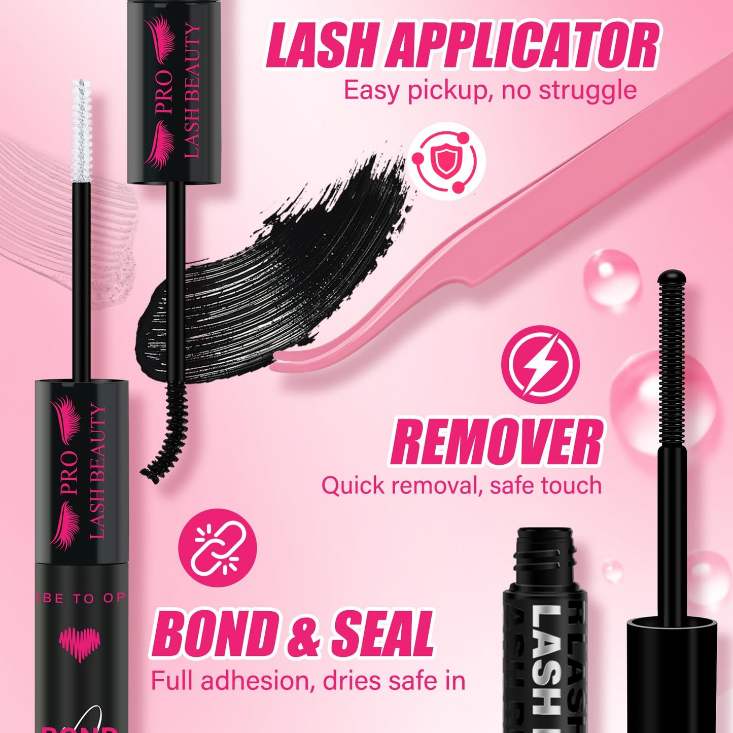 PRO LASHBEAUTY Lash Clusters Kit 3D Spiky Wispy – DIY Lash Extensions with Bond & Seal