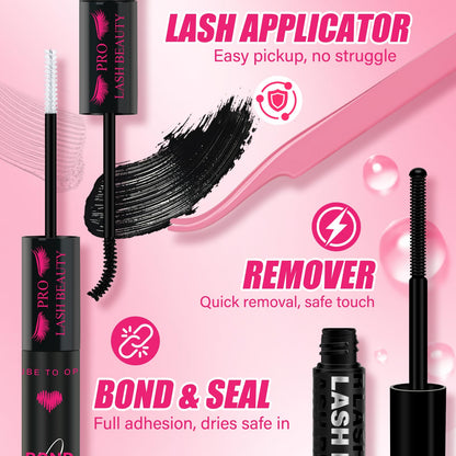 PRO LASHBEAUTY Lash Clusters Kit 3D Spiky Wispy – DIY Lash Extensions with Bond & Seal