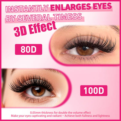 PRO LASHBEAUTY Lash Clusters Kit – 3D DIY Eyelash Extensions with Bond & Seal (80D+100D Mix)