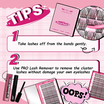 PRO LASHBEAUTY Lash Clusters 120 Pcs – DIY Lash Extensions, Downy-D-10-18 Mix