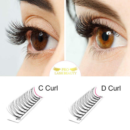 PRO LASHBEAUTY Premade Volume Eyelash Extensions 4D-C-0.07 (17mm) – Short Stem Premade Fans