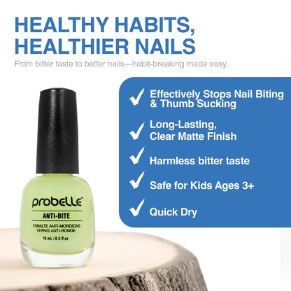 Probelle Anti-Bite Deterrent – Bitter Polish for Kids & Adults (0.5 oz)