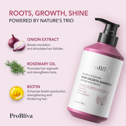 ProBliva Onion & Biotin Hair Growth Shampoo with Rosemary