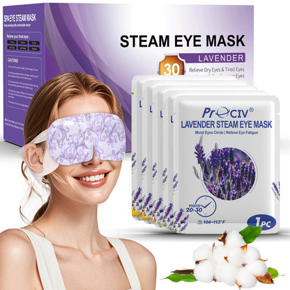 ProCIV 30-Pack Lavender Steam Eye Mask | Warm Compress for Dry Eyes & Relaxation