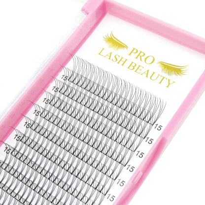 PRO LASHBEAUTY Premade Volume Eyelash Extensions – Short Stem 3D-C/D Curl, 0.07/0.10, 11mm