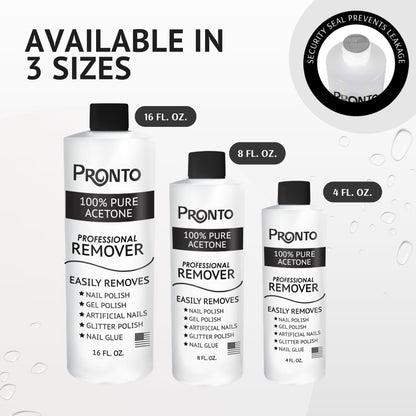 Pronto 100% Acetone Nail Polish Remover - 16 Fl Oz | Gel, Glue, & Acrylic Remover