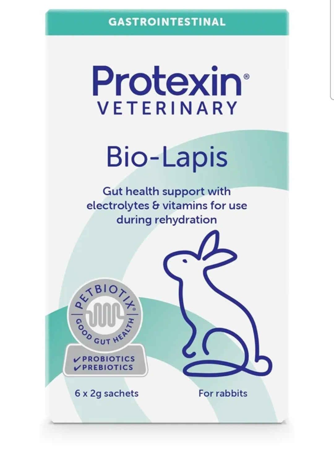 Protexin Veterinary Bio-Lapis for Rabbits, Probiotic and Prebiotic Powder With Electrolytes & Vitamins, Dandelion Flavour, 6 x 2g Sachets