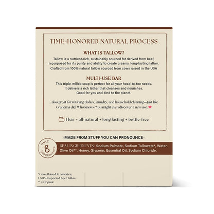 PROVENCE ESSENTIALS The Rustic Lands: 4 Natural Tallow Soap Bars with Grass-Fed Tallow, Honey & Olive Oil | Made in USA