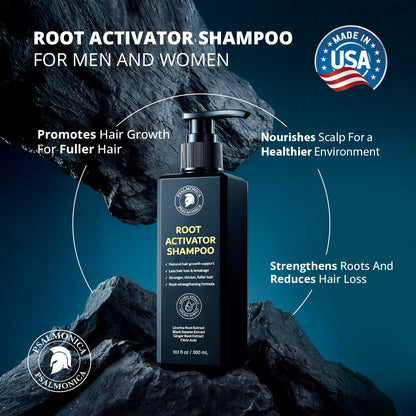 Psalmonica Root Activator Shampoo for Men – Herbal, Made in USA, Sulfate-Free