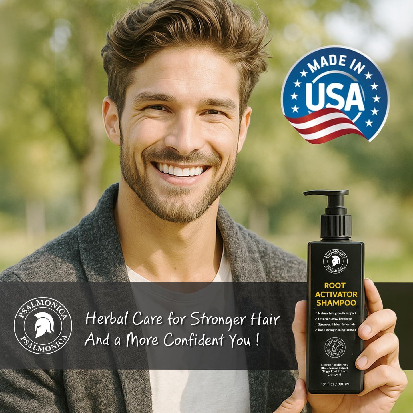 Psalmonica Root Activator Shampoo – Hair Growth & Fuller-Looking Hair for Men & Women (10.1 Fl Oz x2)