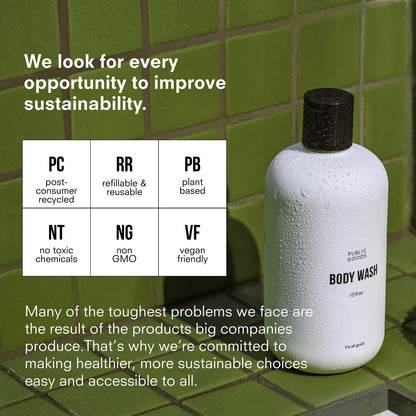 Public Goods Body Wash for Men & Women – Organic Essential Oils, Sulfate & Paraben Free | 12 oz
