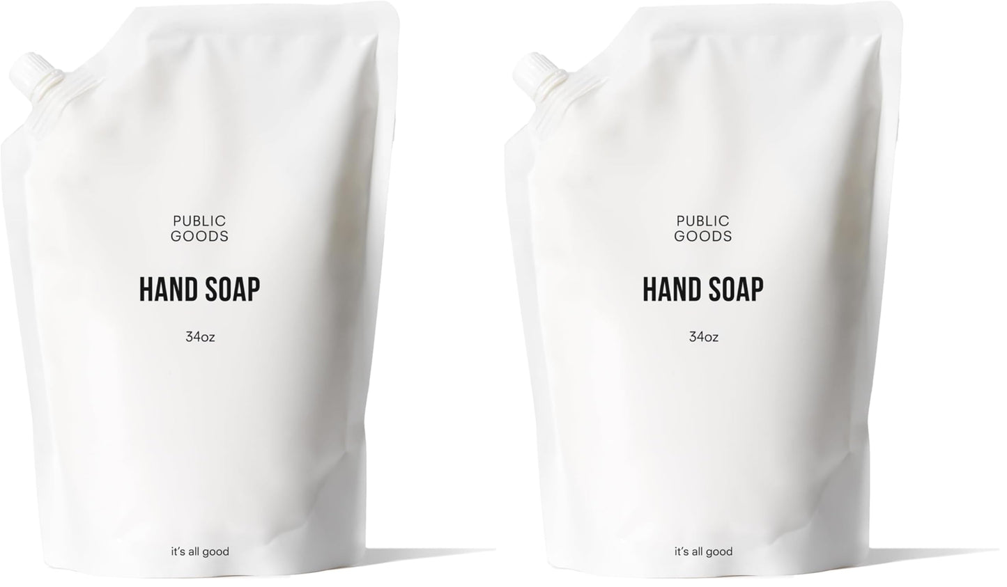 Public Goods Hand Soap | Natural Essential Oils, Paraben & Sulfate Free | Vegan & Cruelty-Free | 34 oz Refill (2-Pack)