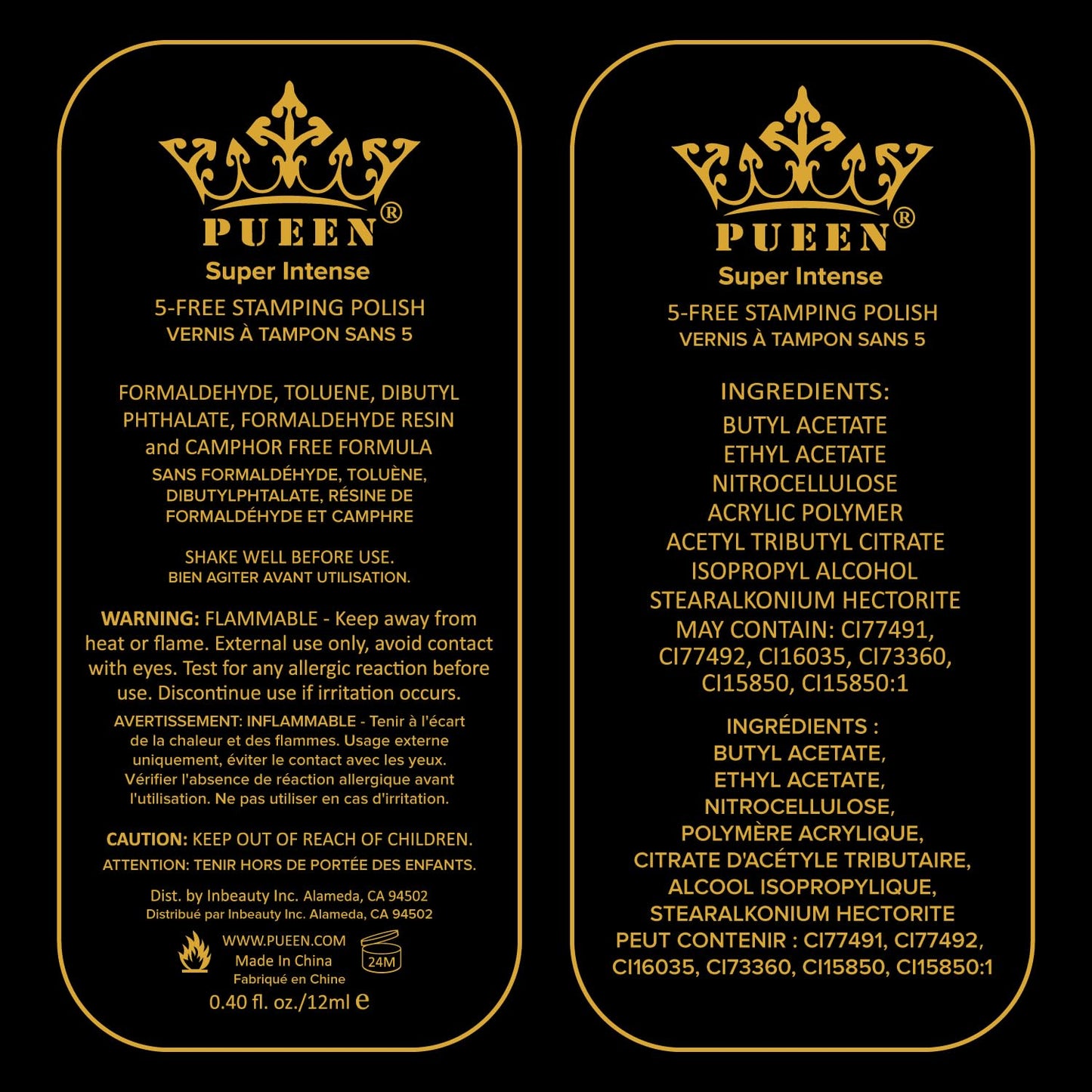 PUEEN MUST HAVE Stamping Polish Collection Set – Big 5-Free Formula – 805 Black Jack + 806 Pure White – BH000872