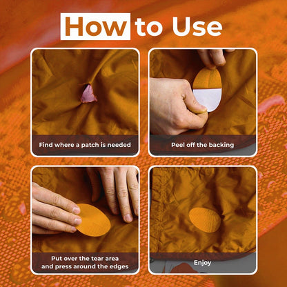 Repair Patches (30+ Colours) for Puffer Jackets, Tents, Upholstery - Stick On, Waterproof, Tear-Cold-Heat-Resistant