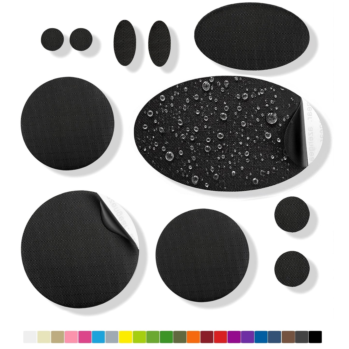 Repair Patches (30+ Colours) for Puffer Jackets, Tents, Upholstery - Stick On, Waterproof, Tear-Cold-Heat-Resistant