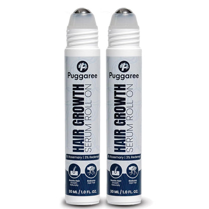 Rosemary Hair Growth Serum Roll-On 2-Pack – 3% Rosemary, 3% Redensyl, DHT-Blocking for Thicker, Fuller Hair | Puggaree