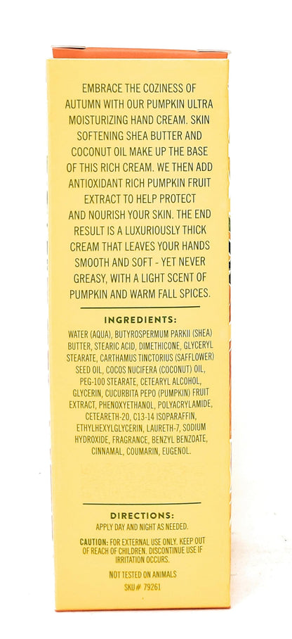 Pumpkin Ultra Moisturizing Hand Cream – Limited Edition, 3oz / 85g (Pack of 1)