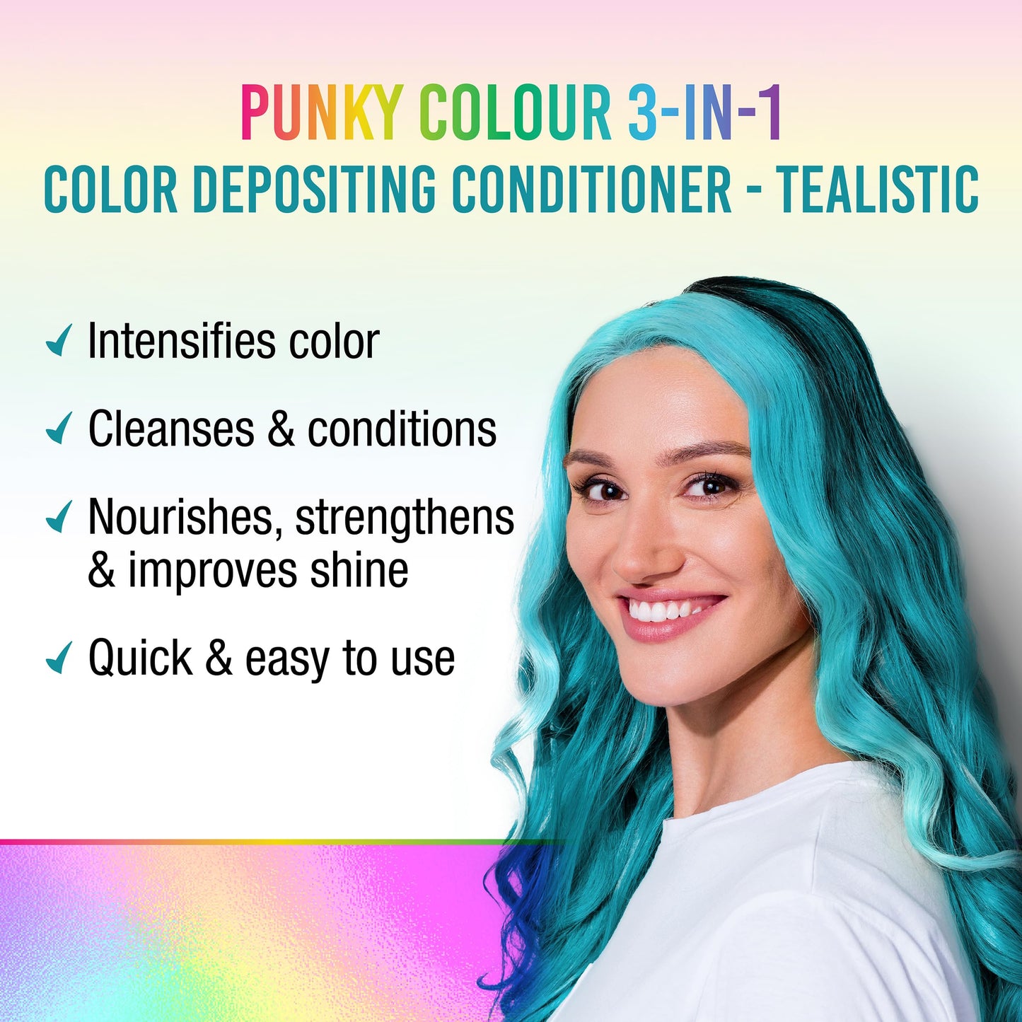 Punky Colour 3-in-1 Color Depositing Hair Cleanser & Conditioner – Tealistic, 8.5 fl oz