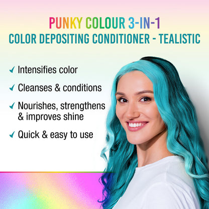 Punky Colour 3-in-1 Color Depositing Hair Cleanser & Conditioner – Tealistic, 8.5 fl oz