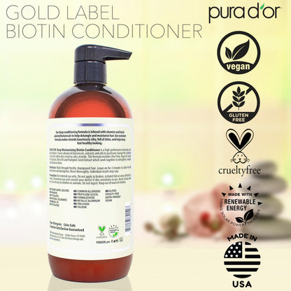 PURA D'OR Deep Moisturizing Biotin Conditioner – Thickens & Softens Hair, 24oz