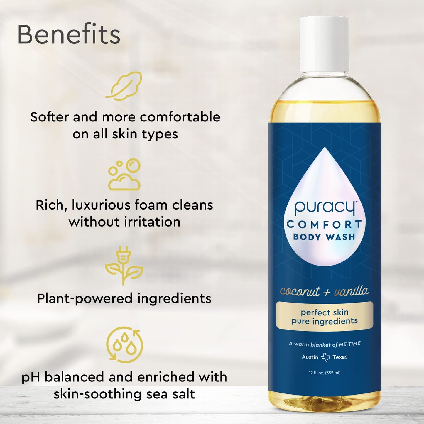 Puracy Natural Body Wash – 2pk (12 fl oz) for Sensitive Skin