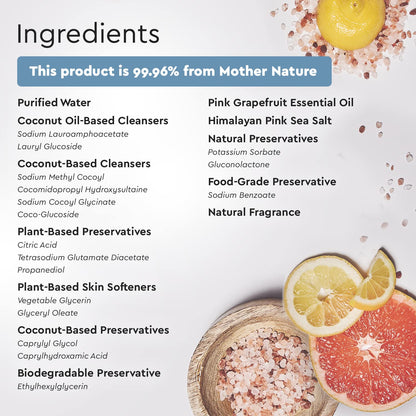 Puracy Body Wash - Natural Plant-Based Hydrating Shower Gel for Sensitive Skin, Citrus Sea Salt 12 oz