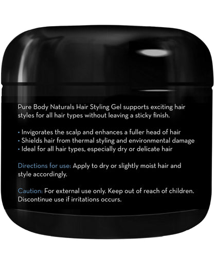 Pure Body Naturals Hair Gel for Men – 4 oz, Pack of 2 with Aloe