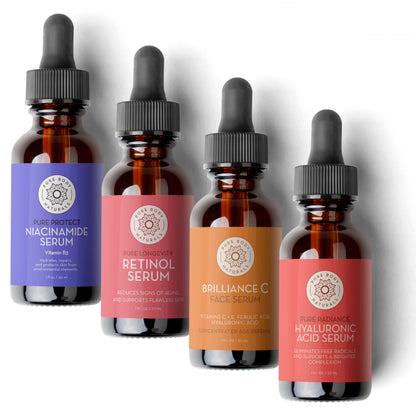 Pure Body Naturals Facial Serum Set - Hyaluronic Acid, Retinol, Vitamin C & Niacinamide