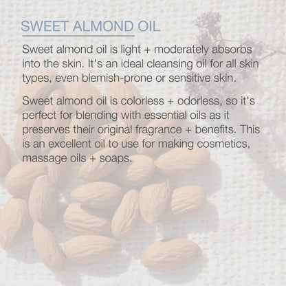 Pure Body Naturals Sweet Almond Oil – 100% Pure, Cold-Pressed Carrier Oil for Hair, Skin & Nails, 16 Fl Oz