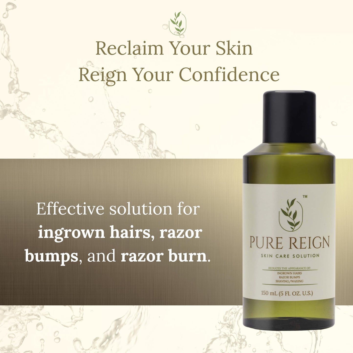 Pure Reign Skin Care Solution | Ingrown Hairs, Razor Bumps & Shaving Aftercare | 5oz (150ml)