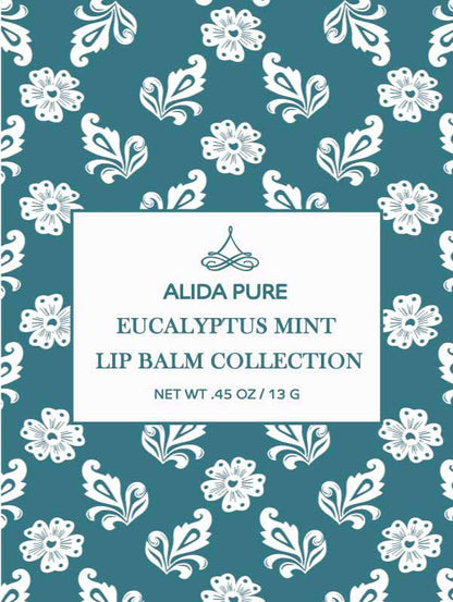 ALIDA PURE Eucalyptus Mint Lip Balm Collection – Vegan, Beeswax-Free, 3-Tube Set with Avocado & Jojoba Oils