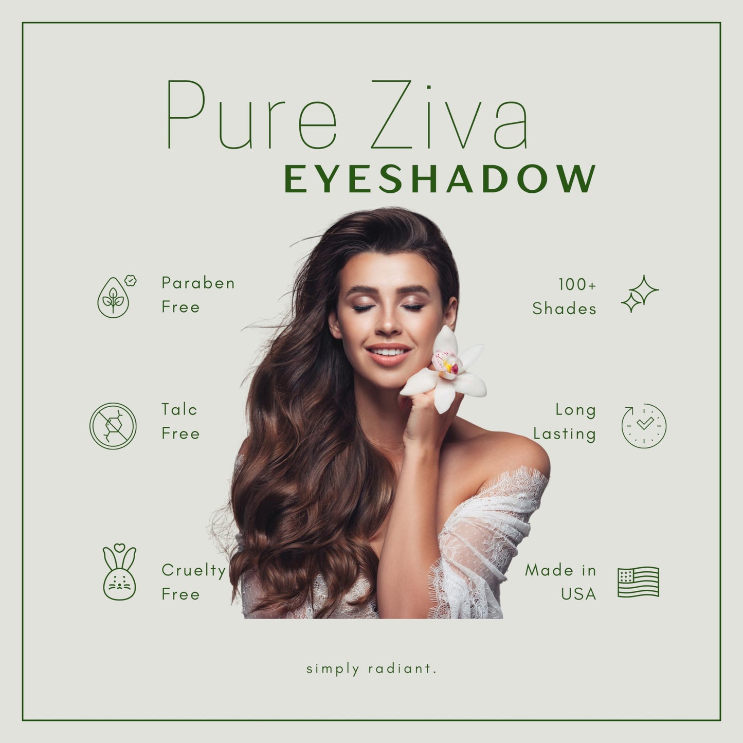 Pure Ziva Vegan Eyeshadow Trio: Off White, Lavender & Deep Purple | Cruelty-Free, USA-Made