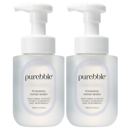 PUREBBLE Floral Purple Foaming Hand Wash with Hyaluronic Acid – Hydrating, Sulfate-Free, 2-Pack