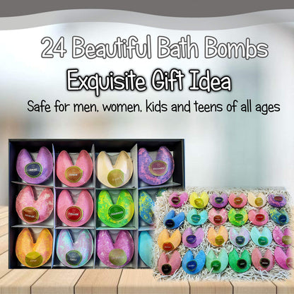 Purelis Naturals Bath Bombs Gift Set – 24 Fortune Cookie Bath Bombs & Shower Steamers for Women, Bulk Party Favors