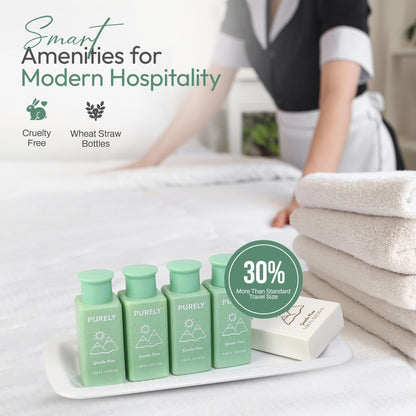 Purely 150-Piece Bulk Travel Toiletries Set – Airbnb & Hotel Essentials, 1.3 oz Bottles