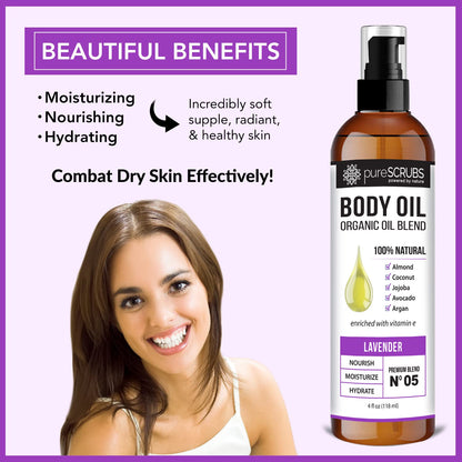 pureSCRUBS Ultra Moisturizing Lavender Body Oil Spray – Organic Oil Blend (4oz)