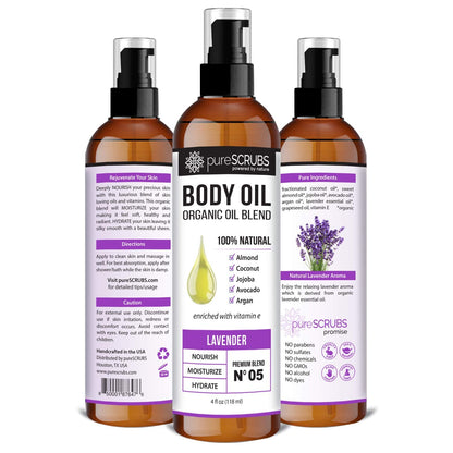 pureSCRUBS Ultra Moisturizing Lavender Body Oil Spray – Organic Oil Blend (4oz)