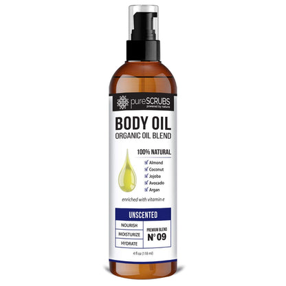 pureSCRUBS Ultra Moisturizing Unscented Body Oil Spray – Organic Jojoba, Argan & Coconut Blend, 4oz